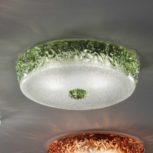 "Aria" plafonnier en verre de Murano - 3 lumières - transparent et vert