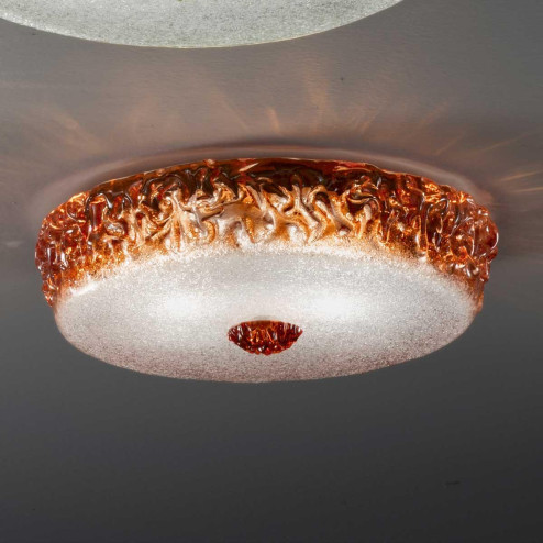 "Aria" plafonnier en verre de Murano - 3 lumières - transparent et orange
