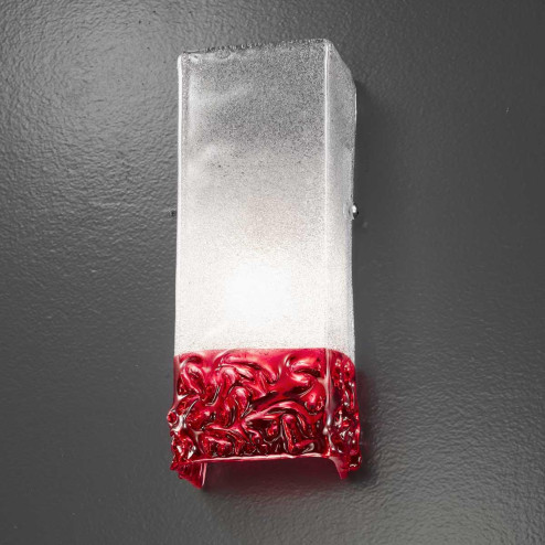 "Helena" Murano glas wandleuchte - 1 flammig - transparent und rot