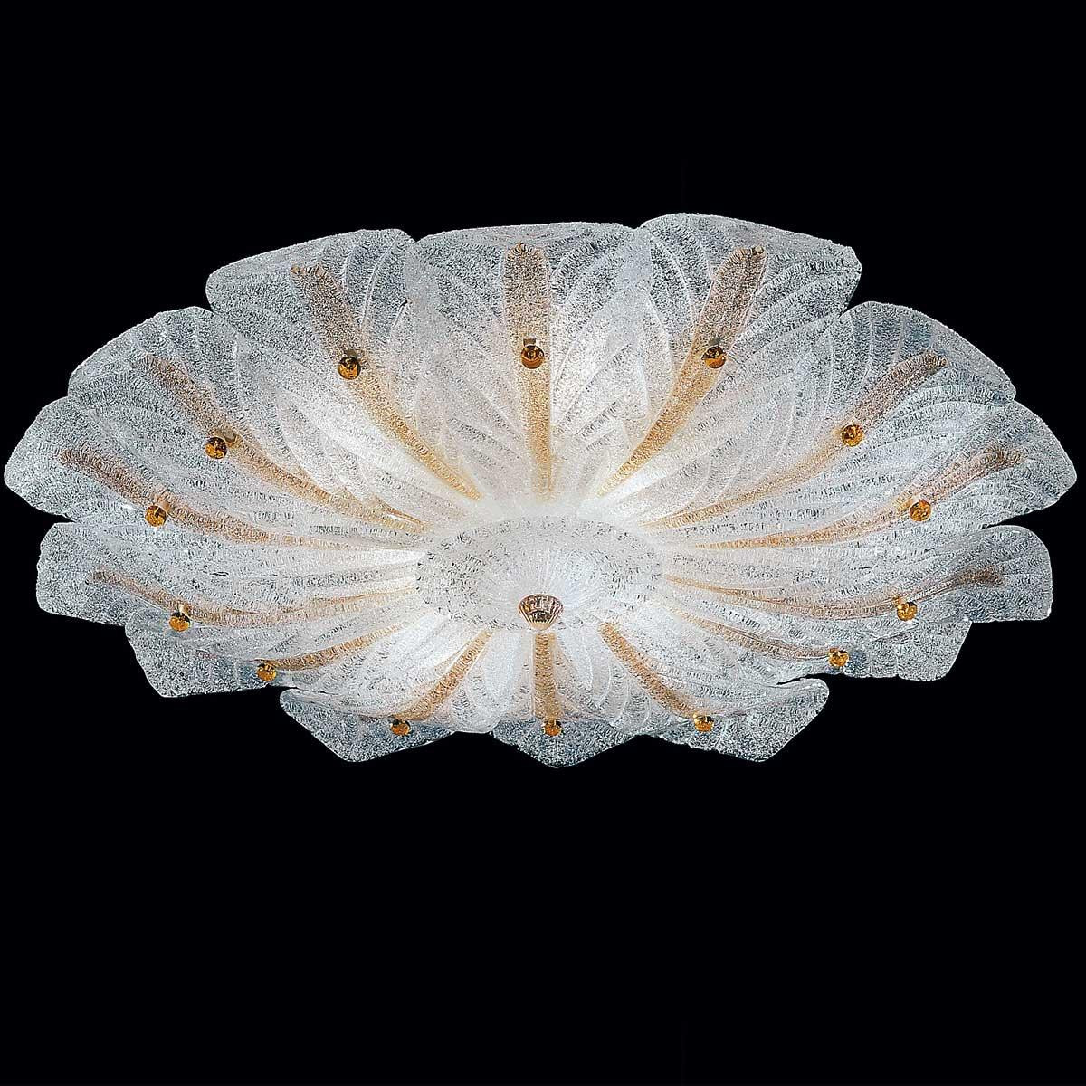 "Lorne" Murano glass ceiling light - 6 lights - transparent and amber