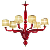 Tiziano 6 luces lampara de Murano - color rojo oro