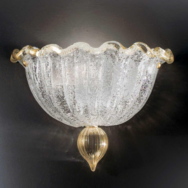 "Conchiglia" Murano glas wandleuchte - 1 flammig - transparent und gold