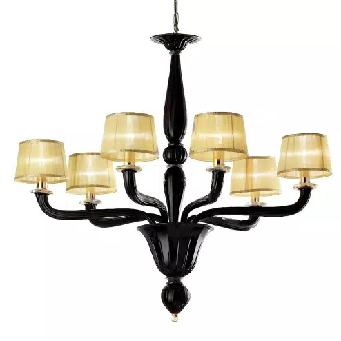 Tiziano 6 lights Murano chandelier - red gold color