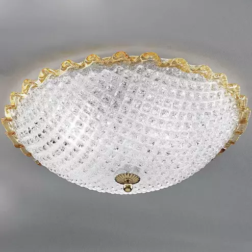 "Claudia" Murano glass ceiling light - 3 lights - transparent and amber