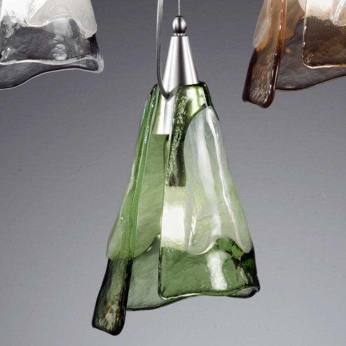 "Maristella" lámpara colgante en cristal de Murano - 1 luce - verde y blanco