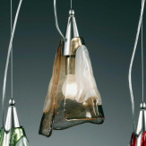 "Maristella" lámpara colgante en cristal de Murano - 1 luce - ámbar y blanco
