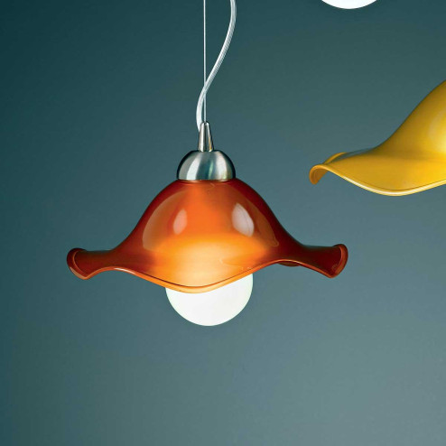 "Mariluna" lámpara colgante en cristal de Murano - 1 luce - naranja 