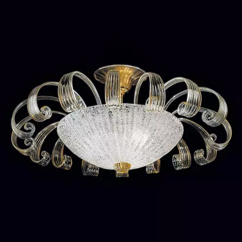 "Ippolita" plafonnier de Murano - 3 lumières - transparent et or