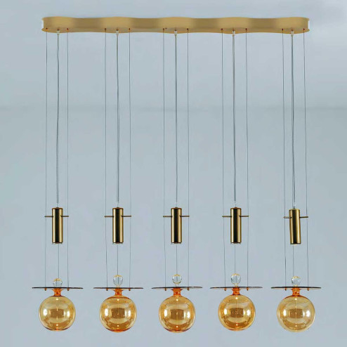 "Pendulum" lámpara colgante en cristal de Murano - 5 luces - ámbar