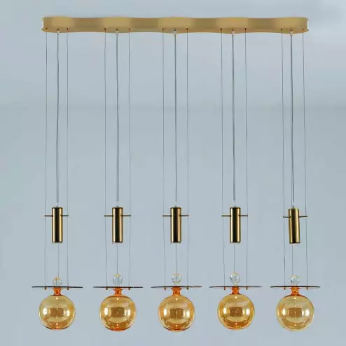 "Pendulum" Murano glas hangeleuchte - 5 flammig - bernstein