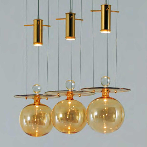 "Pendulum" suspension en verre de Murano - 3 lumières - ambre