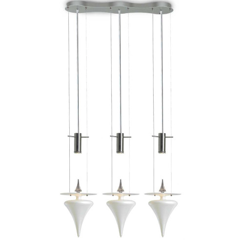 "Trottola" suspension en verre de Murano - 3 lumières - blanc