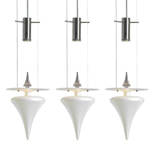 "Trottola" lámpara colgante en cristal de Murano - 3 luces - blanco