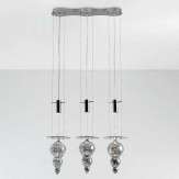 "Bulbo" lámpara colgante en cristal de Murano - 3 luces - platinum mat