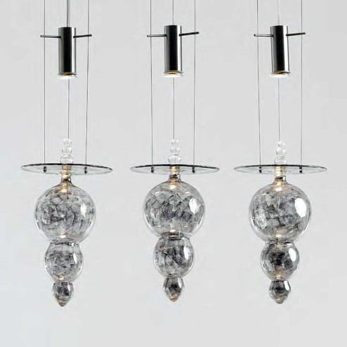 "Bulbo" Murano glass pendant light - 3 lights - mat platinum