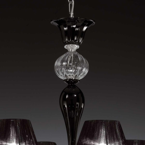"Despota" lampara de araña de Murano - 8 luces - negro y transparente
