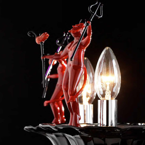 "Diablo" lampara de araña de Murano - 8 luces - negro y rojo