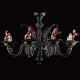 "Cavallino" Murano glas Kronleuchter - 8 flammig - schwarz und rot