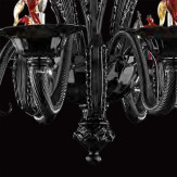 "Cavallino" lampara de araña de Murano - 8 luces - negro y rojo