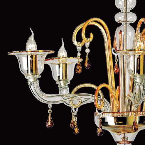 "Alcesti" lampara de araña de Murano - 5 luces - transparente y ámbar