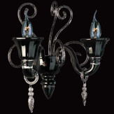 "Nito" Murano glass sconce - 2 lights - black and silver