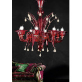 "Draco" lampara de araña de Murano - 8 luces - rojo y oro
