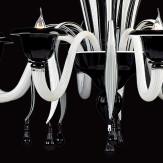 "Draco" Murano glas Kronleuchter - 8 flammig - schwarz und weiß