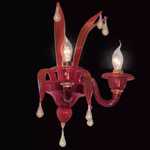 "Draco" Murano glas wandleuchte - 2 flammig - rot und gold