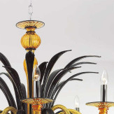 "Darsena" lustre en cristal de Murano - 10 lumières - ambre et noir