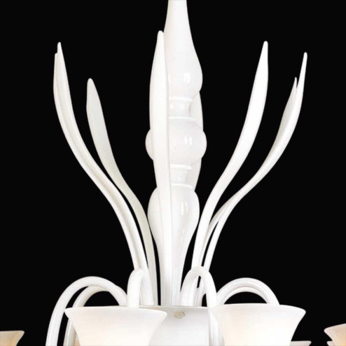 "Salice" lustre en cristal de Murano - 8 lumières - blanc
