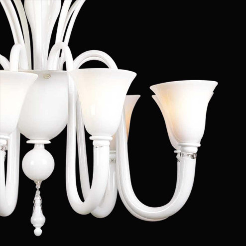 "Salice" lampara de araña de Murano - 8 luces - blanco