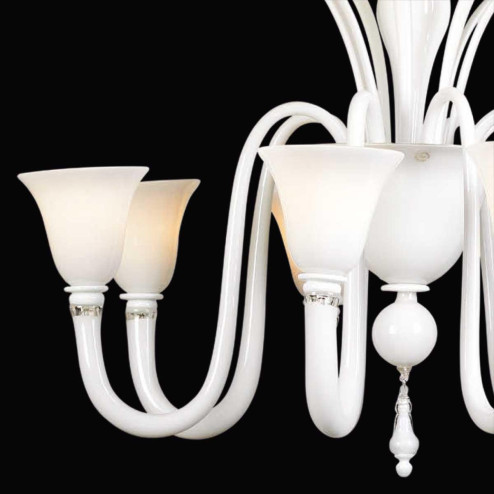 "Salice" lustre en cristal de Murano - 8 lumières - blanc