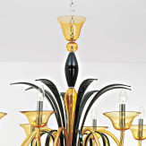 "Baccanti" lampara de araña de Murano - 8 luces - ámbar y negro