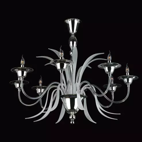 "Euripide" lustre en cristal de Murano - 8 lumières - transparent et argent