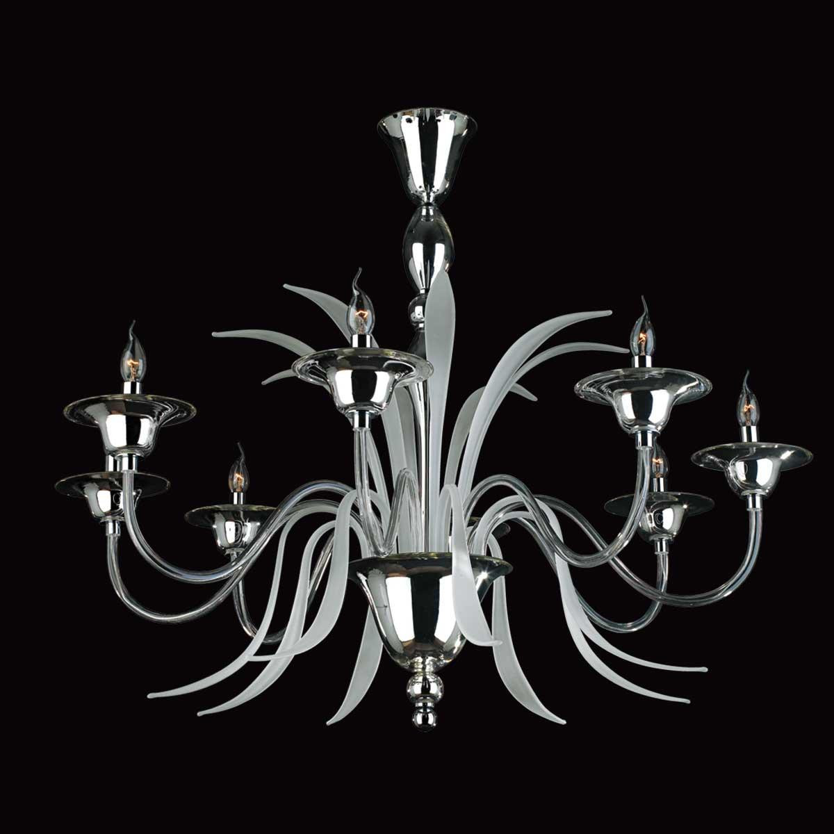"Euripide" Murano glass chandelier - 8 lights - transparent and silver
