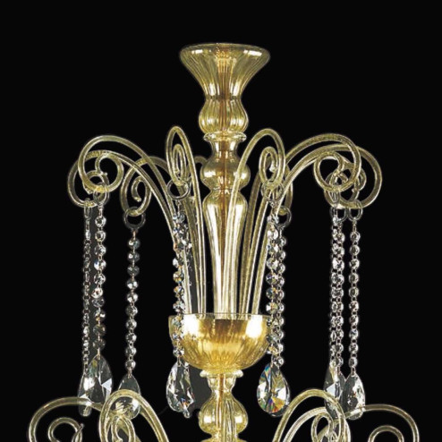 "Pericle" Murano glass chandelier - 8 lights - gold and transparent