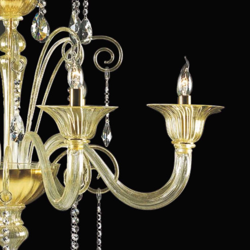 "Pericle" Murano glas Kronleuchter - 8 flammig - gold und transparent