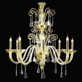 "Callia" Murano glass chandelier - 8 lights - gold and transparent