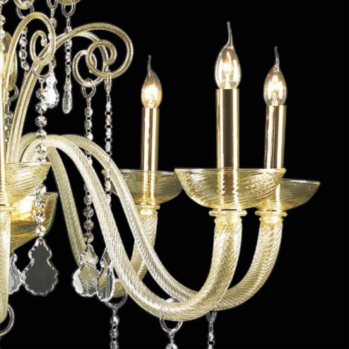 "Callia" lustre en cristal de Murano - 8 lumières - or et transparent