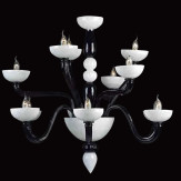 "Didone" Murano glas Kronleuchter - 6+3+3 flammig - schwarz und weiß