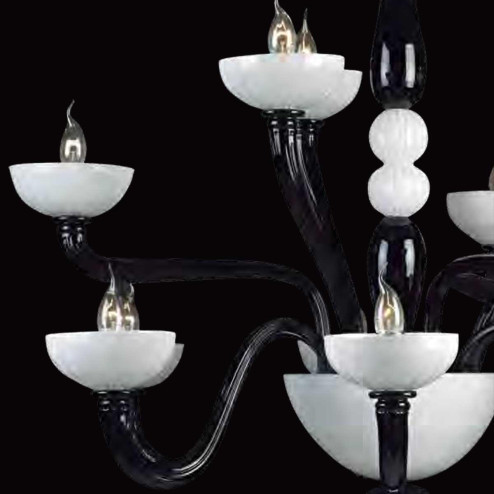 "Didone" Murano glas Kronleuchter - 6+3+3 flammig - schwarz und weiß