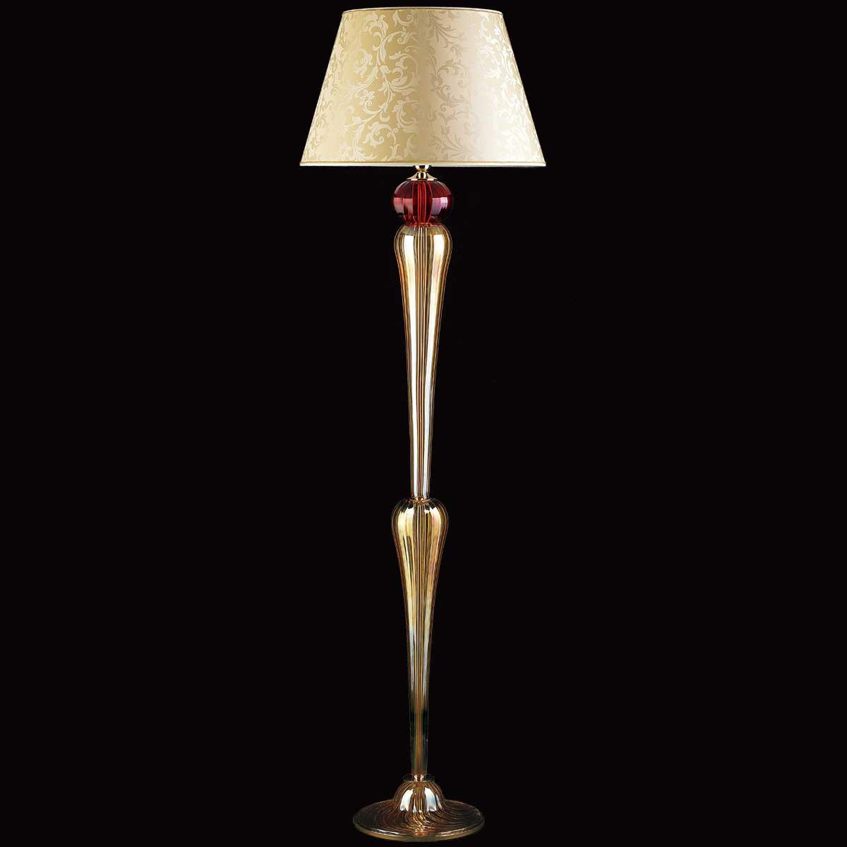 "Panegirico" Murano glass chandelier - 1 light - amber and red
