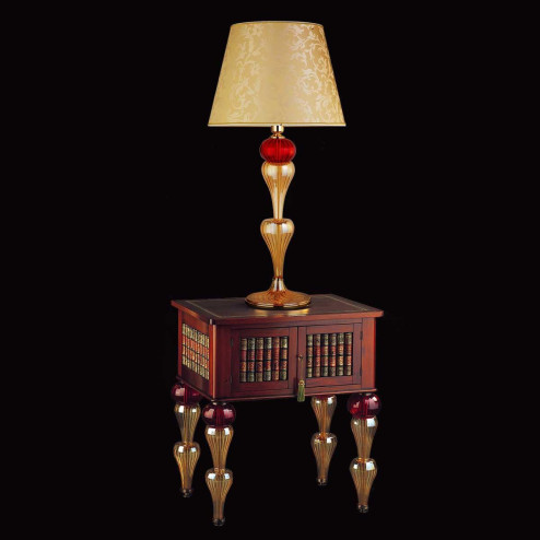 "Panegirico" Murano glass table lamp - 1 light - amber and red
