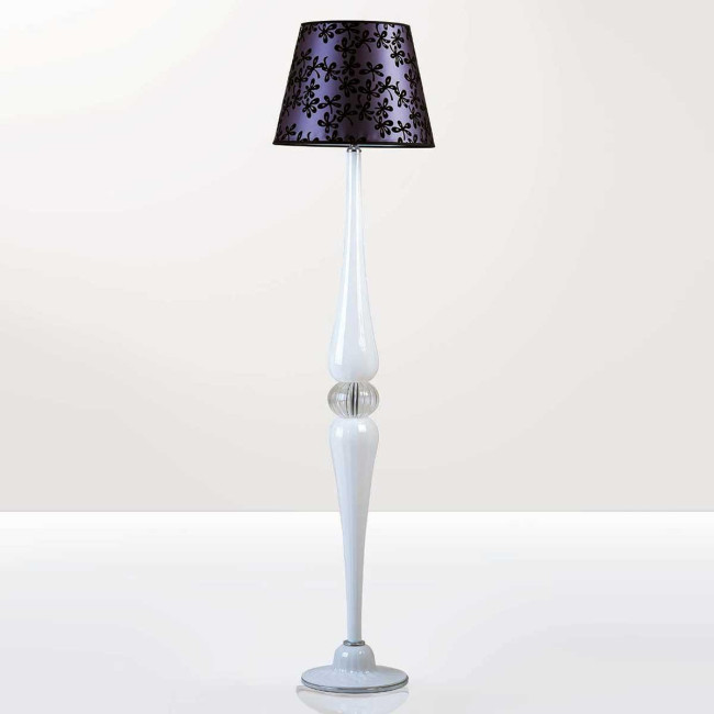 "Marzia" Murano glass floor lamp - 1 light - white and transparent