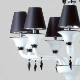 "Ofelia" lampara de araña de Murano - 9 luces - blanco y negro