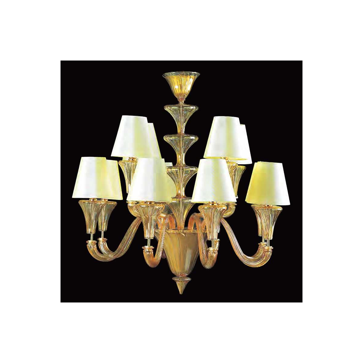 "Meridiana" Murano glass chandelier - 8+4 lights - amber