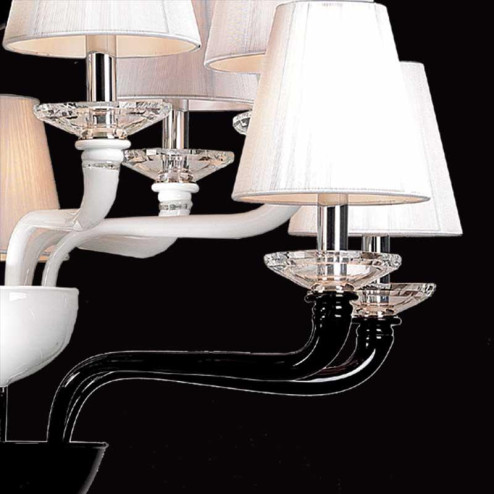 "Nora" Murano glass chandelier - 6+6 lights - black and white