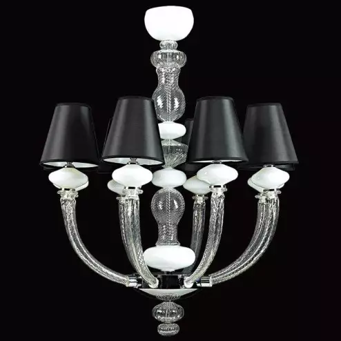 "Astora" Murano glas Kronleuchter - 8 flammig - transparent und weiß