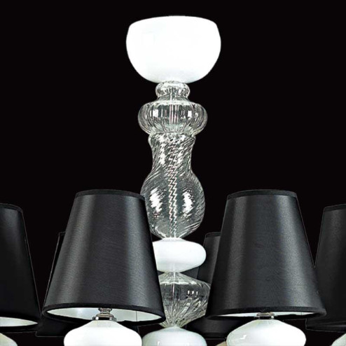 "Astora" Murano glass chandelier - 8 lights - transparent and white