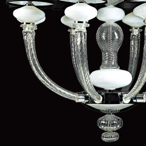 "Astora" lustre en cristal de Murano - 8 lumières - transparent et blanc